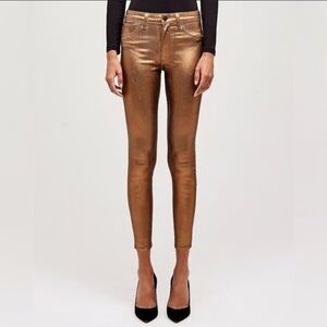 L'AGENCE Metallic Bronze High Rise Jeans
